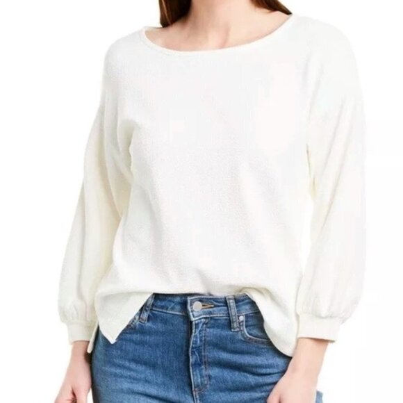 J. Crew Textured Double Knit Balloon Sleeve Boxy Blouse XS - Picture 2 of 10